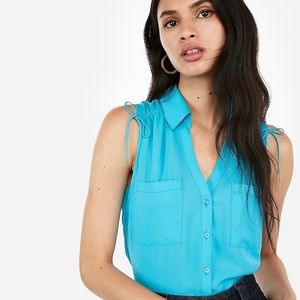 Portofino button up tank sleeveless blue